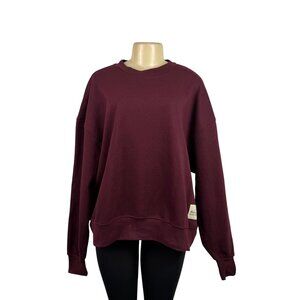 WeWoreWhat Womens Burgundy Cotton Blend Oversized Crewneck Sweatshirt Size XL